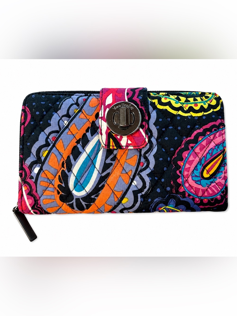Vera Bradley Colorful Twilight Paisley Tote Turnlock Wallet Matching Set - Picture 9 of 15